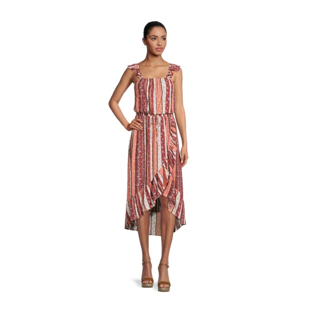 NO BOUNDARIES Juniors' Flutter Strap Top and Wrap Skirt Set